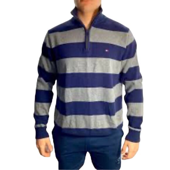 Tommy Hilfiger Grey & Blue Striped Rugby Knit Pullover size XXL - Picture 12 of 12